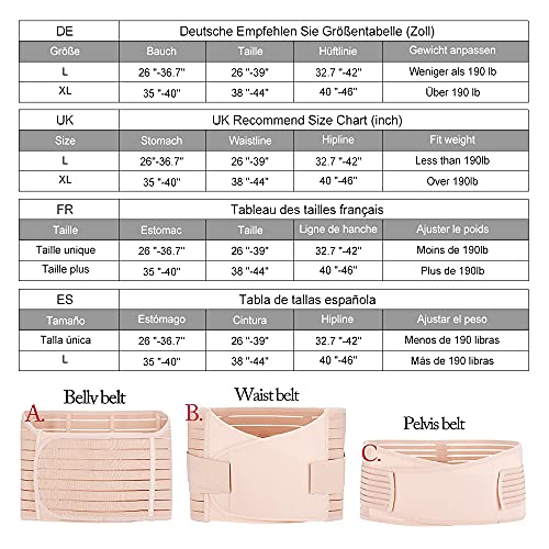 Tirain 3 en 1 Fajas Postparto Cómodo Faja Cinturon Postparto Cesarea con Velcro Elástica Vientre/Cintura /Pelvis Cinturón para la Recuperación Postpartum Support Belt Para Mujer y Maternidad