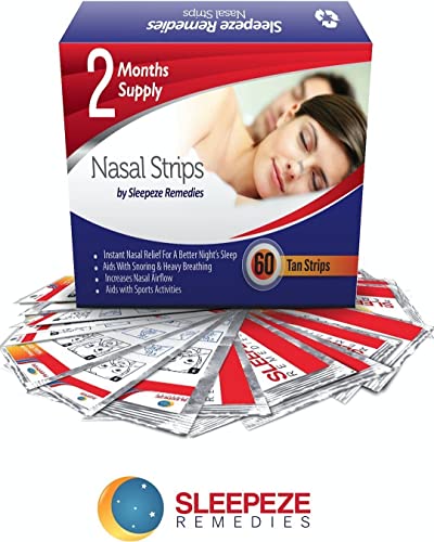 Tiras nasales grande x60 Sleepeze Remedies tiras para no roncar, tiras nasales contra los ronquidos, tiritas antironquidos para respirar mejor