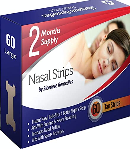 Tiras nasales grande x60 Sleepeze Remedies tiras para no roncar, tiras nasales contra los ronquidos, tiritas antironquidos para respirar mejor