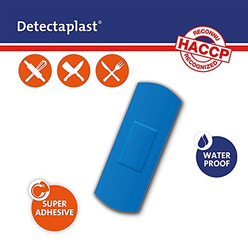 Tiritas detectables Detectaplast Universal, tiritas azules, tiritas resistentes agua y suciedad, tiritas cocina para industria alimentara, hostelería y restauración, 25 x 72 mm, 100 tiritas