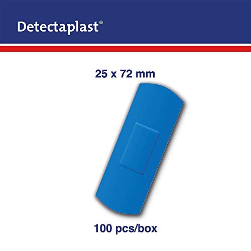 Tiritas detectables Detectaplast Universal, tiritas azules, tiritas resistentes agua y suciedad, tiritas cocina para industria alimentara, hostelería y restauración, 25 x 72 mm, 100 tiritas