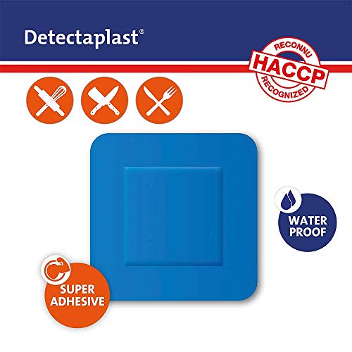 Tiritas detectables Detectaplast Universal, tiritas azules, tiritas resistentes agua y suciedad, tiritas cocina para industria alimentara, hostelería y restauración, 38 x 38 mm, 100 tiritas