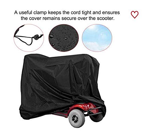 Tm-home Cubierta Impermeable para Scooter de Movilidad, Cubierta para Lluvia al Aire Libre, Material Resistente al Agua Negro Resistente Proteja su Silla de Ruedas y Scooter