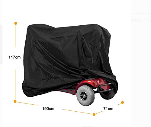 Tm-home Cubierta Impermeable para Scooter de Movilidad, Cubierta para Lluvia al Aire Libre, Material Resistente al Agua Negro Resistente Proteja su Silla de Ruedas y Scooter