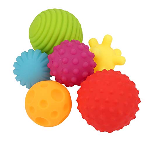 Tnfeeon 6Pcs/Lot Juego de Pelota multisensorial Texturizado, Juego de Pelota de Juguete de baño de bebé Colorido Bola de Mano Bola de compresión Suave para niños