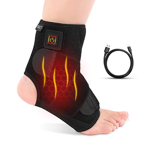 Tobillera Ortopedica para Esguince,Tobillera con Calor,Tobillera Estabilizadora Protector,Tobilleras Deportivas,Tobillera Compresion Ajustable con Línea de Alimentación USB,para Artritis,Tendinitis