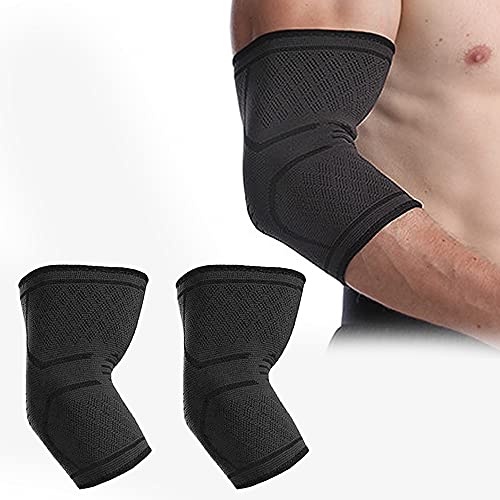 TOFBS Paquete de 2 coderas para hombres y mujeres, coderas para levantamiento de pesas, tenis, golfistas, culturismo, deportes, tendinitis, recuperación de lesiones en las articulaciones(negro,M)