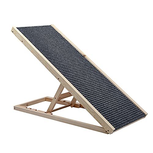 TOLEAD Rampa plegable para perros y gatos, de madera, , con superficie antideslizante, portátil para sofá, cama y coche escaleras ajustables de 4 niveles para mascotas de hasta 80 kg