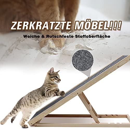 TOLEAD Rampa plegable para perros y gatos, de madera, , con superficie antideslizante, portátil para sofá, cama y coche escaleras ajustables de 4 niveles para mascotas de hasta 80 kg