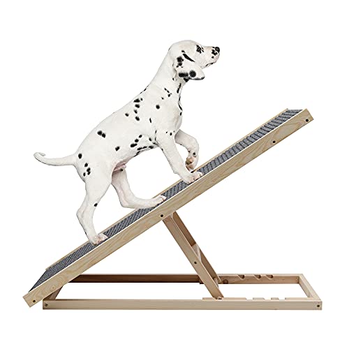 TOLEAD Rampa plegable para perros y gatos, de madera, , con superficie antideslizante, portátil para sofá, cama y coche escaleras ajustables de 4 niveles para mascotas de hasta 80 kg