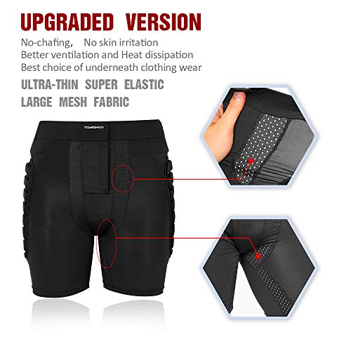 TOM SHOO Pantalones Cortos Acolchados 4D, Pantalones Cortos de Esquí, Protección Cadera para Esquí Patinaje Snowboard Hockey Patineta Deportes