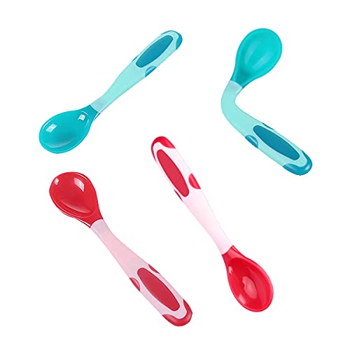 Tomdeks 2pcs Juego De Cucharas Para Bebé, Cuchara De Entrenamiento Para Alimentación Infantil, Cuchara De Aprendizaje Flexible, Sensible Al Calor