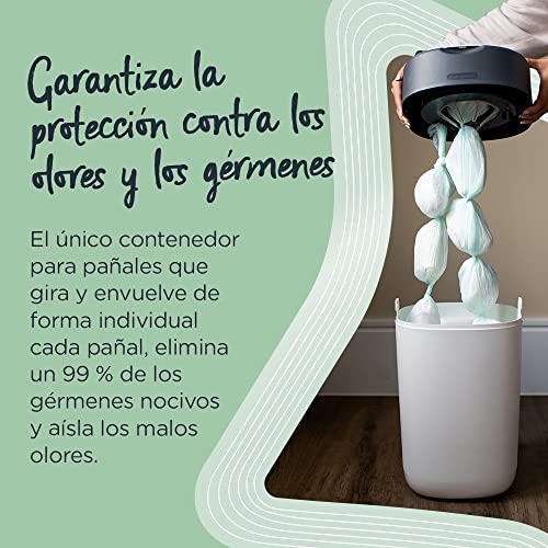 Tommee Tippee - Contenedor Para Pañales Avanzado Twist And Click, Nuevo Sistema Ecológico, Incluye 1 Recambio Con Película Greenfilm Antibacteriana Y Sostenible, Unisex, Azul