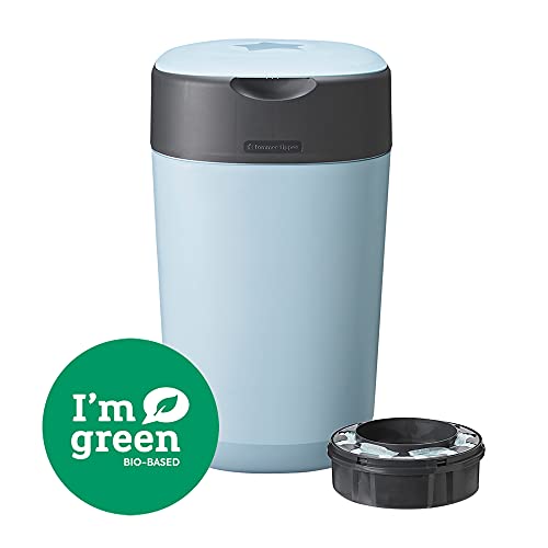 Tommee Tippee - Contenedor Para Pañales Avanzado Twist And Click, Nuevo Sistema Ecológico, Incluye 1 Recambio Con Película Greenfilm Antibacteriana Y Sostenible, Unisex, Azul