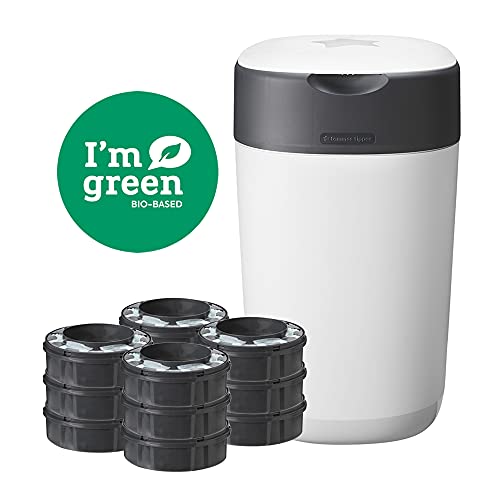 Tommee Tippee - Contenedor para Pañales Avanzado Twist and Click, Nuevo Sistema Ecológico, Incluye 12 Recambios con Película GREENFILM, Blanco