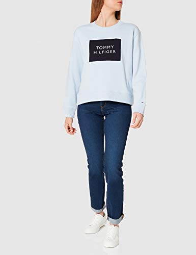 Tommy Hilfiger Relaxed T Box C-NK Sweatshirt LS Sudadera, Azul Breezy, XS para Mujer