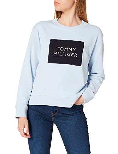 Tommy Hilfiger Relaxed T Box C-NK Sweatshirt LS Sudadera, Azul Breezy, XS para Mujer