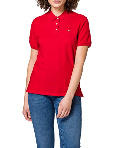 Tommy Hilfiger Tjw Slim Polo Camiseta, Rojo (Deep Crimson), L para Mujer