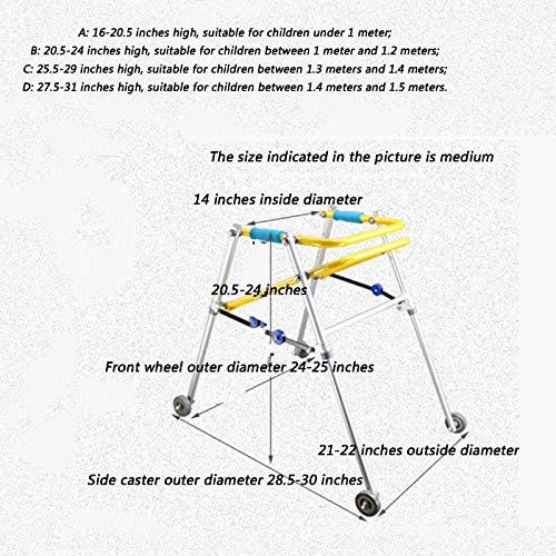 TOOSD Andador con Ahorro De Espacio, Auxiliar De Rehabilitación, Ayuda para Caminar para Niños, Ajustable En Altura, Andador con Andador Plegable De 4 Ruedas con Asiento,D