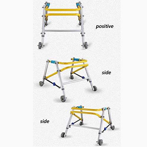 TOOSD Andador con Ahorro De Espacio, Auxiliar De Rehabilitación, Ayuda para Caminar para Niños, Ajustable En Altura, Andador con Andador Plegable De 4 Ruedas con Asiento,D