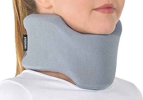 TOROS-GROUP Collarín cervical ortopédico; soporte para el cuello, Alivio del Dolor y la Presión en la Columna Vertebral; semirrígido para vértebras cervicales; 100% algodón Medium Gris