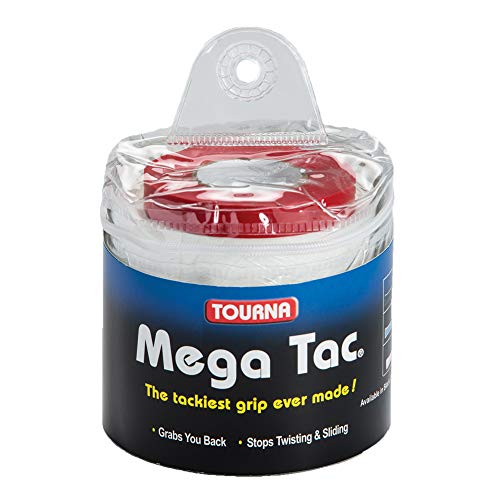 Tourna MT-30-XLW Mega TAC Extra Tacky Overgrip, Blanco (Paquete de 30), Unisex Adulto, Unidad