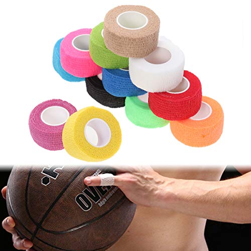 Toyvian 12 Piezas Cinta de Vendaje Médico Adhesiva Elástica Rollos de Vendaje Autoadhesivos Cinta Deportiva Fuerte para Dedos y Esguinces 2.5 cm x 1 m