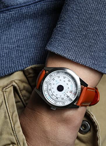 Trifoglio Italia Millimetro analógico automático de acero Discos giratorios blanco piel Suede reloj hombre