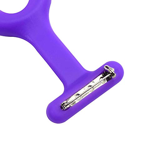 TRIXES Reloj de Bolsillo para enfermería de Silicona y con Clip para Colgar de la Bata - Violeta