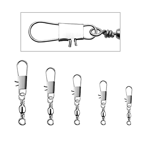 Trsnzul Emerillones de Pesca 210 Piezas Barril Giratorios de Pesca Chasquido Conectadores Emerillones #2#4#6#8#10 Pesca Accesorios Agua Salada Agua Dulce Aparejo de Pescar