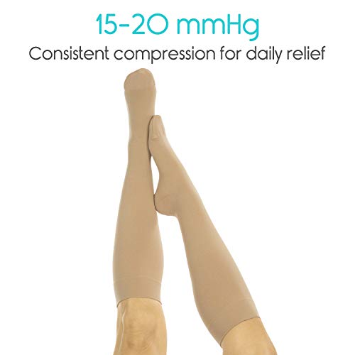 TruCompress Medias de compresión – 15 – 20 mmHg para varices – Manguera ultra transparente estilo TED para mujeres y hombres – rodilla alta para hinchazón, dolor, maternidad, embarazo y enfermeras