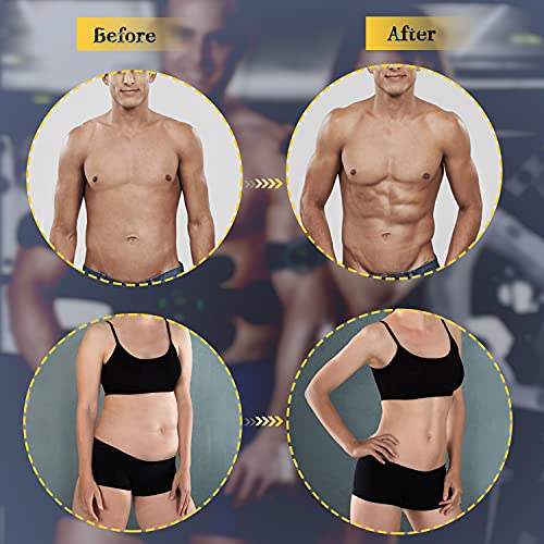 Tumax Estimulador Muscular Abdominales, ABS Músculo Estimulador, EMS Entrenamiento de Tonificación Abdominal Portátil para Hombre/Mujer, Abdomen Brazo Piernas Glúteos, con Almohadillas de Gel 12 pcs