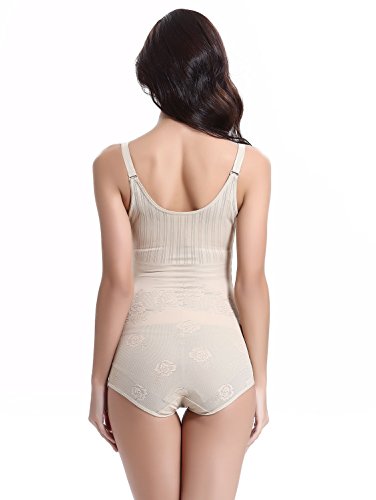 Tuopuda Body Faja Reductora Mujer Abdomen con Gancho,cómodo y Ligero Corsé Faja para presumir de Buena Figura sin Costuras (L (Waist 22.6-25 Inch), 1 Beige + 1 Negro)