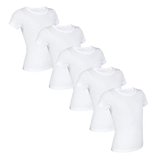 TupTam Camiseta Interior Manga Corta para Niño, Pack de 5, Blanco, 152-158