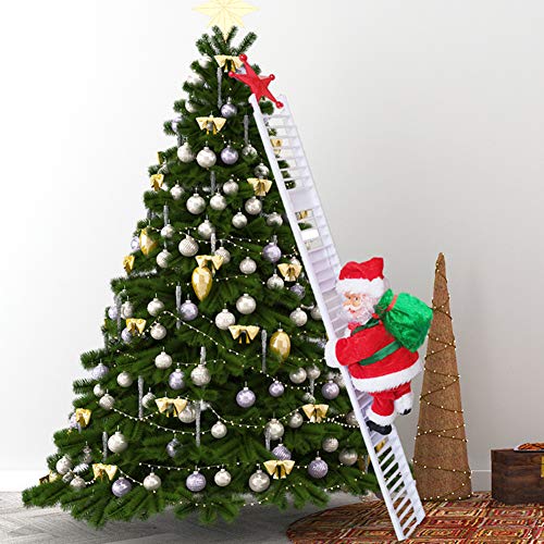 U/D Escalera Eléctrica de Escalada de Papá Noel, Eléctrico de la Que Sube de Papá Noel, Santa Claus Escalada en Escalera para árbol de Navidad Colgante Adorno para Fiesta Decoración del Hogar