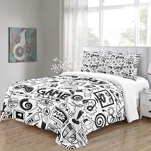 UDUVOG Funda Nórdica 150X200Cm - 3D Estampada Impresión De Videojuegos Juego De Ropa De Cama 3 Pcs Fundas De Edredón Nórdico/Fundas De Almohada/Sábanas para Niños Cama 90/135/150/180