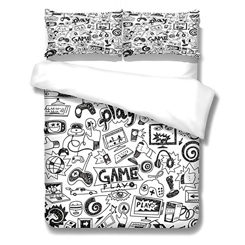 UDUVOG Funda Nórdica 150X200Cm - 3D Estampada Impresión De Videojuegos Juego De Ropa De Cama 3 Pcs Fundas De Edredón Nórdico/Fundas De Almohada/Sábanas para Niños Cama 90/135/150/180