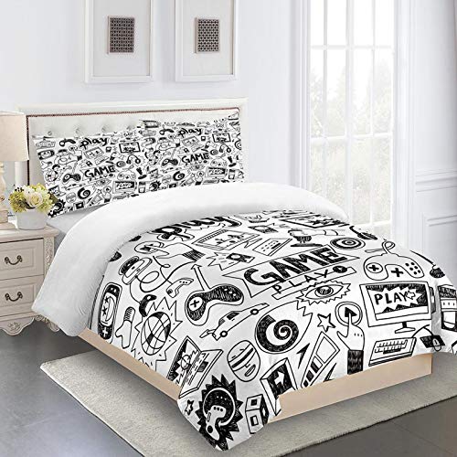 UDUVOG Funda Nórdica 150X200Cm - 3D Estampada Impresión De Videojuegos Juego De Ropa De Cama 3 Pcs Fundas De Edredón Nórdico/Fundas De Almohada/Sábanas para Niños Cama 90/135/150/180