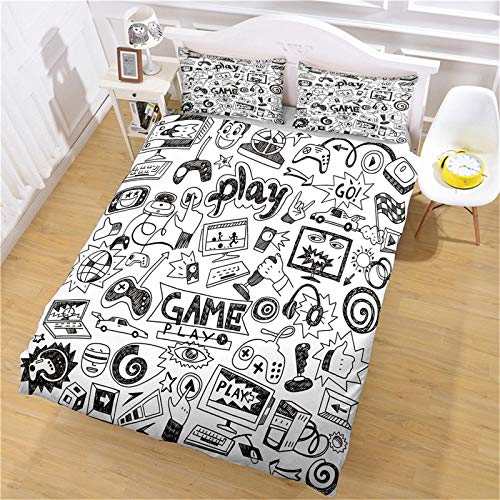 UDUVOG Funda Nórdica 150X200Cm - 3D Estampada Impresión De Videojuegos Juego De Ropa De Cama 3 Pcs Fundas De Edredón Nórdico/Fundas De Almohada/Sábanas para Niños Cama 90/135/150/180