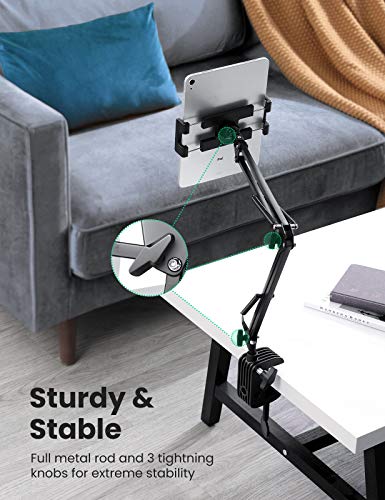 UGREEN Soporte Tablet y Móvil Cama, Soporte Movil Mesa Metálico iPad Brazo Articulado Multiángulo Pinza Ajustable para iPad Pro 12.9 '', Surface Pro 4, Bq Aquaris, Huawei Mediapad,iPhone 13 12 Pro