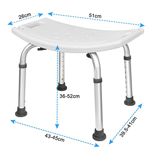 UISEBRT Taburete de ducha de altura regulable 38 – 53 cm, 136 kg, silla de ducha para personas mayores, niños, personas con discapacidad (taburete de ducha regulable en altura – 2)