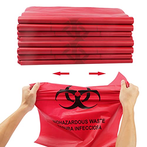 ULTECHNOVO Bolsas de Basura Clínica Bolsa de Basura de Riesgo Biológico de Grado Hospitalario Bolsa de Basura de Peligro Rojo 50 Piezas