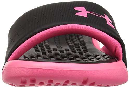 Under Armour Girls' Playmaker Fixed Strap Slide Sandal, Black (001)/Cerise, 2