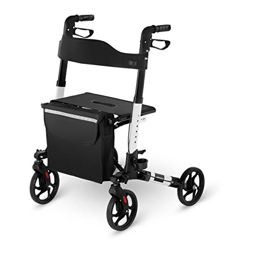 Uniprodo Andador Para Adultos Caminador UNI_ROLL_02 DF (Capacidad De Carga Máxima 136 kg, Ruedas De TPR, Altura Ajustable Entre 81,5 y 94 cm, Blanco)