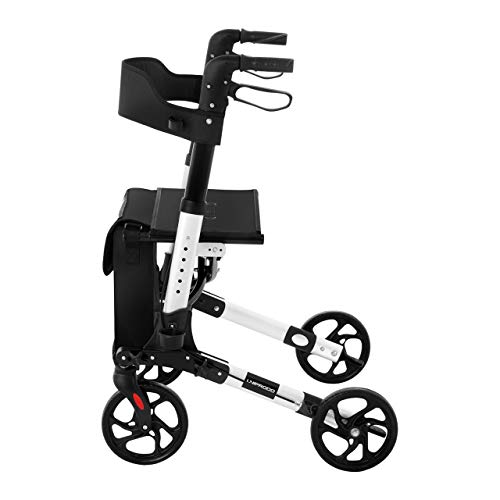 Uniprodo Andador Para Adultos Caminador UNI_ROLL_02 DF (Capacidad De Carga Máxima 136 kg, Ruedas De TPR, Altura Ajustable Entre 81,5 y 94 cm, Blanco)