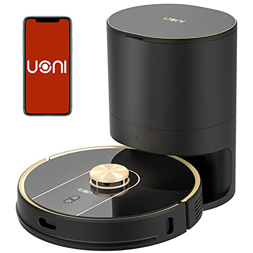 Uoni V980Plus Robot Aspirador y fregasuelos con Cubo de Basura Autovaciado, 2700Pa Fuerte Succión, Lidar Navegación Robótica Aspiradoras Multi-Floor Mapping con Zonas No-Go (Negro Brillante)