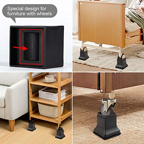 Uping Elevador de Muebles Alza de Mueble Elevadores para Camas Mesas o Mobiliario, Aumente Altura en 5cm 10cm o 15cm (Negro)