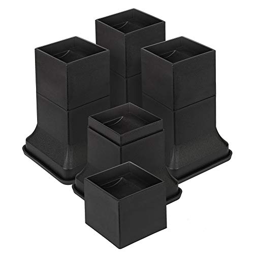 Uping Elevador de Muebles Alza de Mueble Elevadores para Camas Mesas o Mobiliario, Aumente Altura en 5cm 10cm o 15cm (Negro)