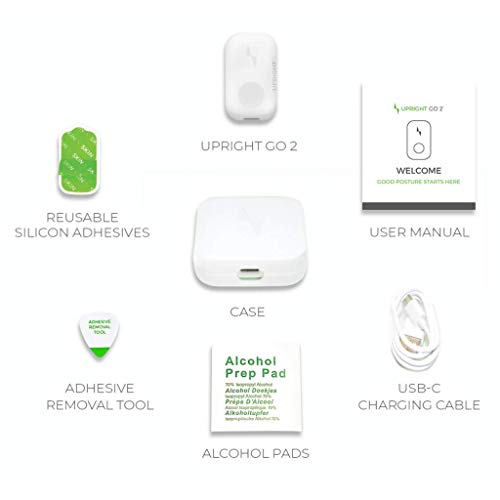 Upright GO 2 Dispositivo Corrector y Entrenador de Postura para Espalda Recta Crecimiento Personal con Aplicación iOS/Android y un Pack de Adhesivos Hipoalergénicos