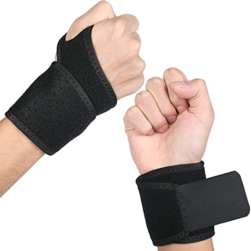 URAQT Muñequeras Deportivas, 2 pcs Soporte de la Muñeca, Ajustable Muñequera Transpirable, Muñequeras Hombre y Mujer para Artritis, Tendinitis, Alivio Del Dolor Del Túnel Carpiano y Esguince de Pulgar